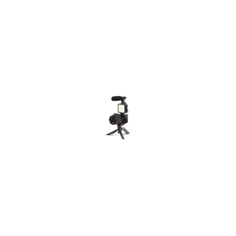 PLATINET KIT VIDEO BLOGGER 4 en 1 MIC LUZ LED SOPORTE TRIPODE