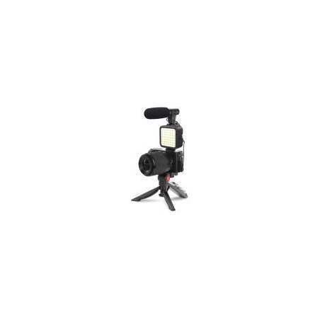 PLATINET KIT VIDEO BLOGGER 4 en 1 MIC LUZ LED SOPORTE TRIPODE