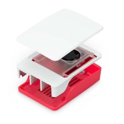 RASPBERRY CAJA PARA PI 5 CON VENTILADOR ROJA Y BLANCA