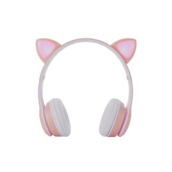 ONE+ AURICULARES BLUETOOTH NC3228 OREJAS DE GATO ROSA 250MAH / FM / MICROSD / ILUMINACION LED