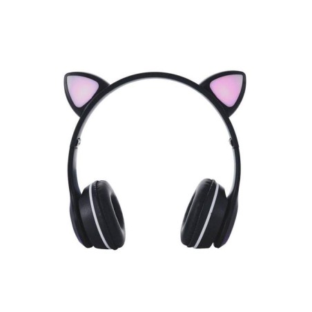 ONE+ AURICULARES BLUETOOTH NC3228 OREJAS DE GATO NEGRO 250MAH / FM / MICROSD / ILUMINACION LED