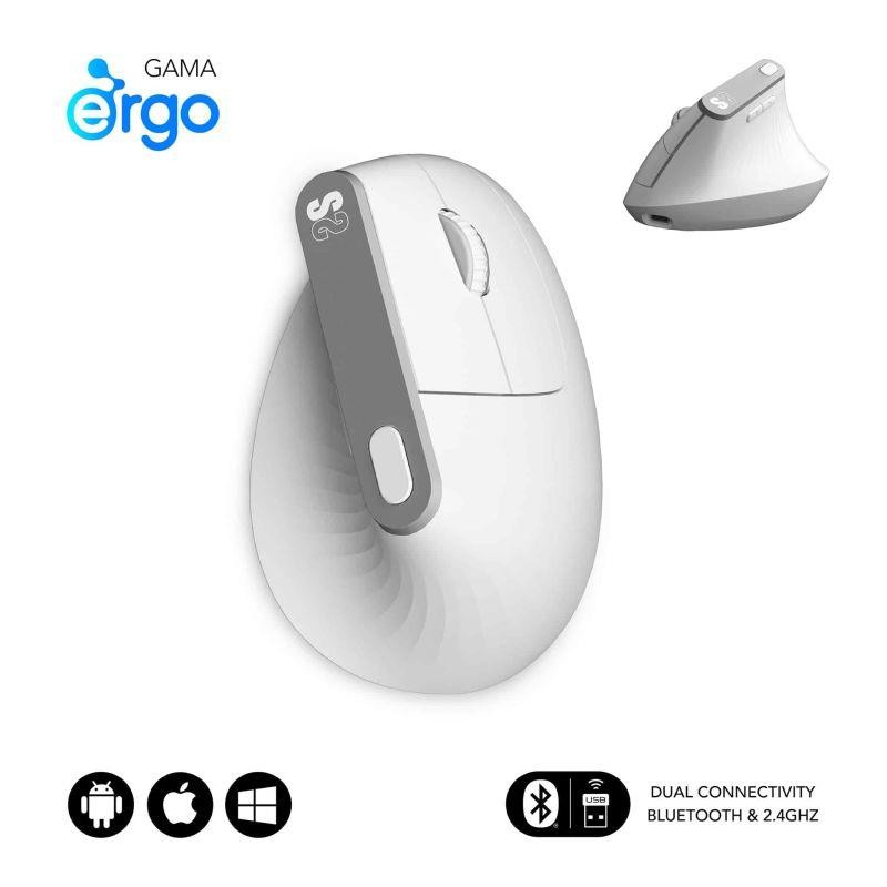 SUBBLIM RATON NATURE VERTICAL ERGO DUAL MOUSE BATTERY WHITE