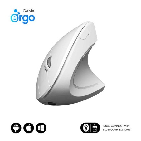 SUBBLIM RATON GLIDE VERTICAL ERGO DUAL MOUSE BATTERY WHITE