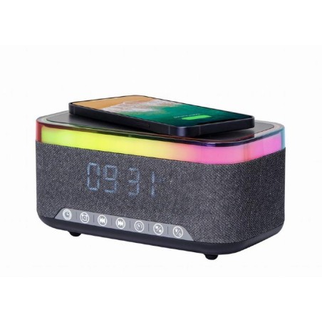 GEMBIRD RELOJ DESPERTADOR DIGITAL CON FUNCION DE CARGA INALAMBRICA NEGRA