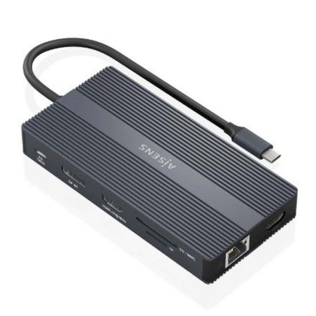 AISENS DOCKING ASUC-12P017-GR GRIS 2 HDMI/ 1 DP / 1 RJ45/ 4 USB-A/ 1 USB-C/ 1 USB-C PD/ 1 SD/ 1 MICRO SD 20 CM