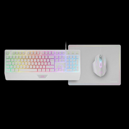 MARS GAMING TECLADO MCP124WES + RATON OPTICO + ALFOMBRILLA BLANCO