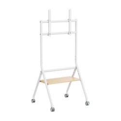 AISENS SOPORTE DE SUELO CON RUEDAS 1 BANDEJA PANTALLA INTERACTIVA/TV 80KG 37-86 BLANCO + MADERA