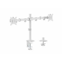 EQUIP SOPORTE DE MESA BRAZO INCLINABLE Y GIRATORIO PARA 2 PANTALLAS 17-32 BLANCO