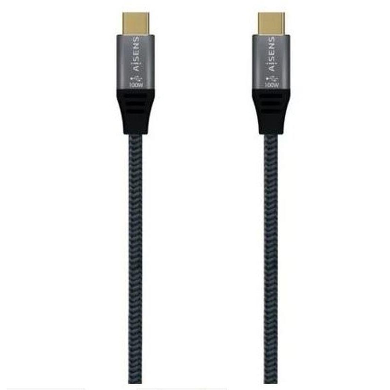 AISENS CABLE USB-C A USB-C 3.2 1.5M GRIS Hasta 100W/ 2500Mbps