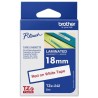 BROTHER CINTA LAMINADA TZE242 18MM TEXTO ROJO SOBRE FONDO BLANCO. ANCHO: 18 MM. LONGITUD: 8 M