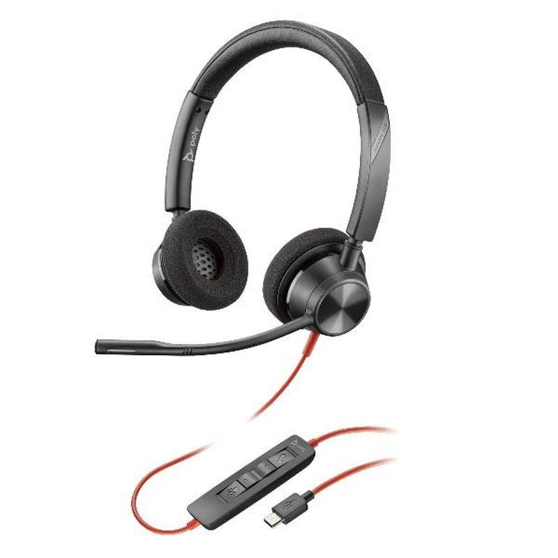 HP POLY AURICULAR BLACKWIRE 3320 CON CABLE USB-C + ADAPTADOR USB-A