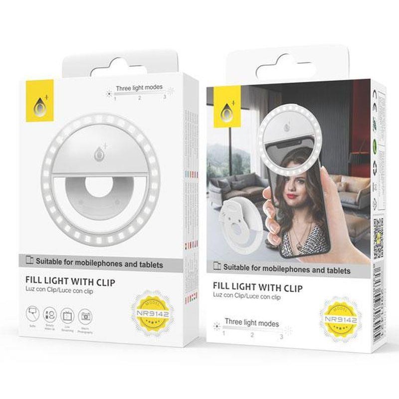 ONE+ ANILLO LUZ MINI LED PARA MOVILES BLANCO 3 NIV DE BRILLO