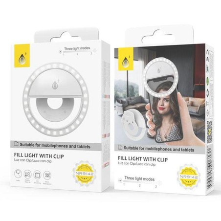 ONE+ ANILLO LUZ MINI LED PARA MOVILES BLANCO 3 NIV DE BRILLO