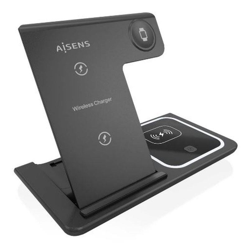 AISENS BASE DE CARGA INALAMBRICA 3 EN 1 15W NEGRA