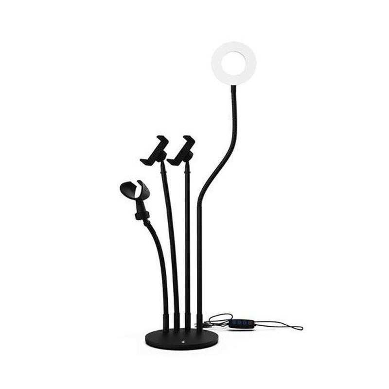 ONE+ ANILLO DE LUZ LED TREE 4 EN 1 DE MESA 2xSoportes Flexibles Movil 1x Soporte Microfono