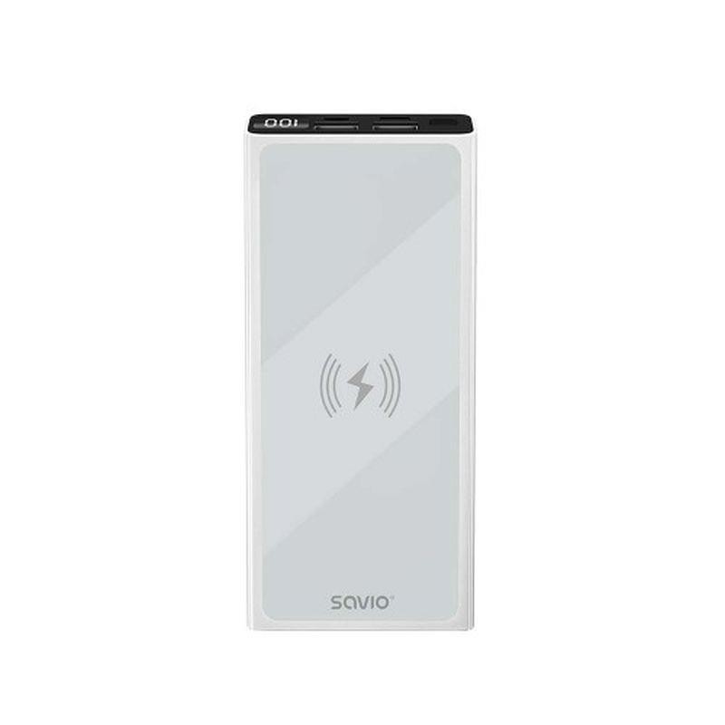 SAVIO POWERBANK 10000 INDUCCION MAH BA-06 BLANCO CARGA INALAMBRICA