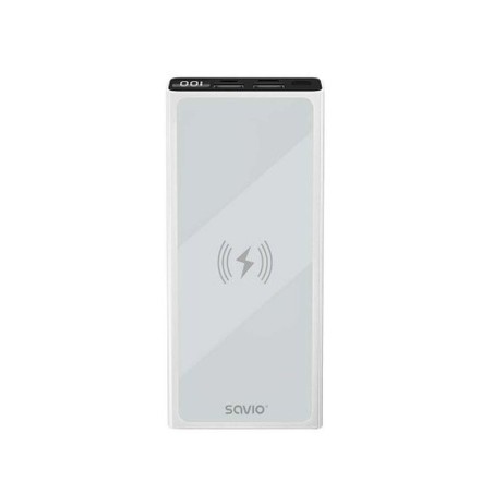 SAVIO POWERBANK 10000 INDUCCION MAH BA-06 BLANCO CARGA INALAMBRICA