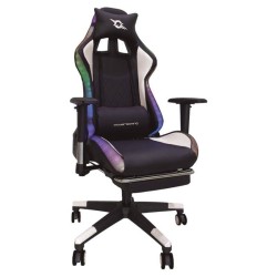 POWERGAMING SILLA GAMING LED RGB V2 BLANCO CON REPOSAPIES INCLUYE COJINES CERVICAL Y LUMBAR/ REPOSABRAZOS REGULABLE