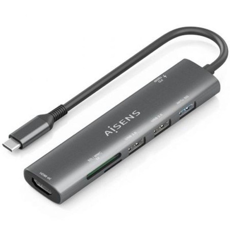 AISENS DOCKING STATION USB-C A 7 EN 1 USB-C A 1xHDMI, 2xUSB-A USB2.0, 1xUSB-A USB3.0, 1xUSB-C PD 100W, 1xSD, 1xMICRO SD