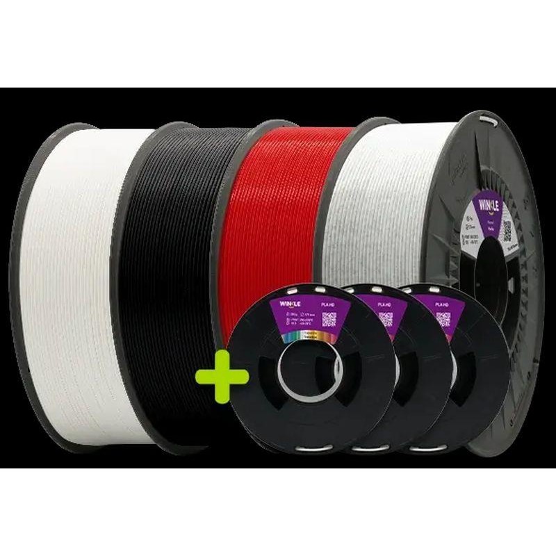 WINKLE FILAMENTO TOP COLORES 4+3 PLA-HD 1,75MM BLANCO GLACIAR 1KG / NEGRO AZABACHE 1KG / ROJO DIABLO 1KG / TEXTURE MARMOL 1KG / 