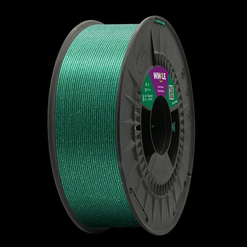 WINKLE FILAMENTO PLA-HD GLITTER (PARTICULAS) VERDE URANO 1.75MM 1 KG