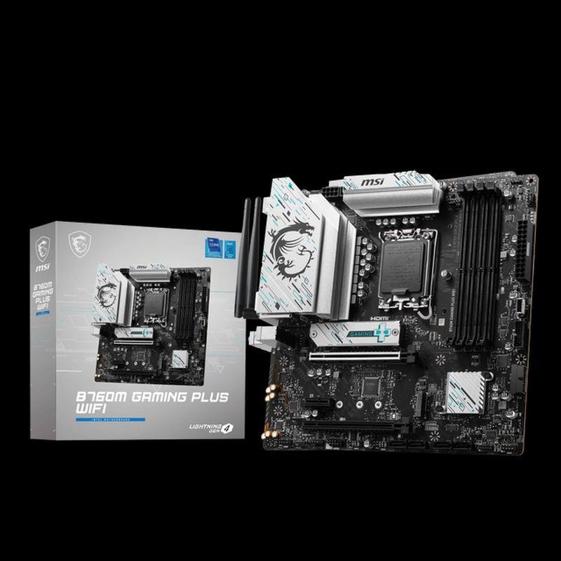 MSI PLACA BASE B760M GAMING PLUS WIFI 1700 14th/ 13th/ 12th Gen/4x DDR5/2x M.2/2x HDMI/2x DisplayPort/Supports RAID/MATX 4XDDR5