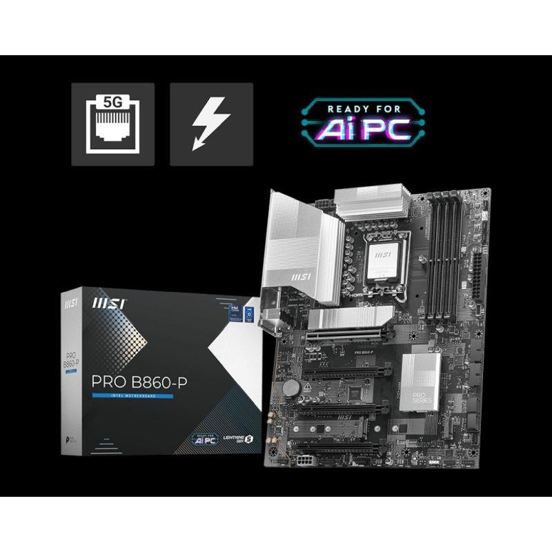 MSI PLACA BASE PRO B860-P SOCKET 1851 Ultra Processors (Series 2)/ 4x DDR5 / 1x HDMI / 4x PCI-E