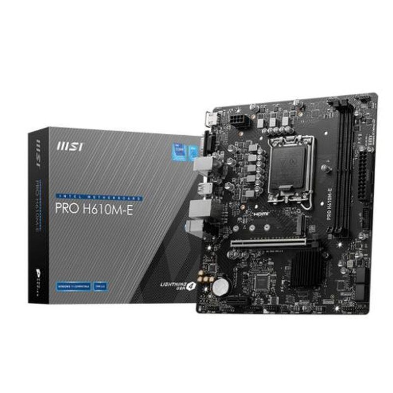 MSI PLACA BASE PRO H610M-E DDR5 LGA1700 14th/ 13th/ 12th Gen/ 2xDDR5/ 1xHDMI/ 1xVGA/ MICRO ATX