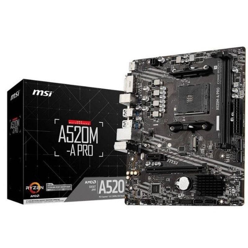 MSI PLACA BASE A520M-A PRO SOCKET AM4 3rd Gen 4000 G-Series/2x DDR4/1x HDMI/1x DVI-D/4x SATA/1x M.2/RAID/M-ATX