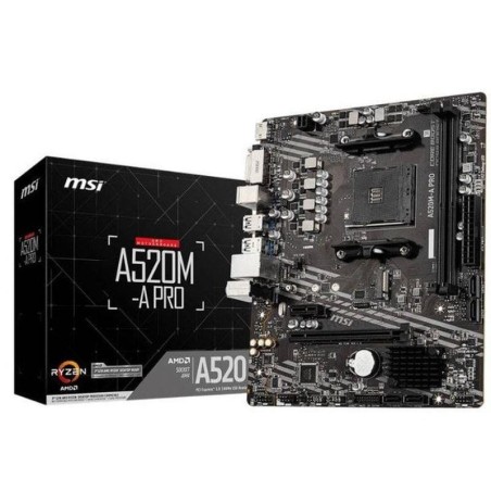 MSI PLACA BASE A520M-A PRO SOCKET AM4 3rd Gen 4000 G-Series/2x DDR4/1x HDMI/1x DVI-D/4x SATA/1x M.2/RAID/M-ATX
