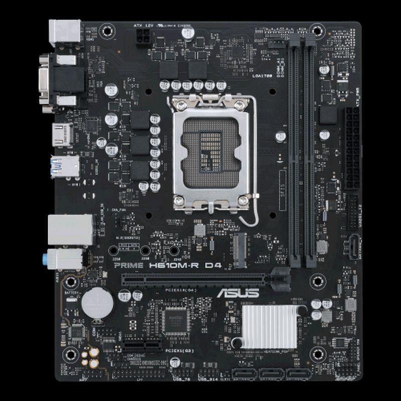 ASUS PLACA BASE PRIME H610M-R D4-SI LGA1700 BULK mic-ATX con DDR4, PCIe 4.0, puerto M.2, Ethernet Realtek 1Gb, HDMI®, puertos D-