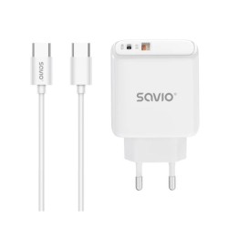 SAVIO CARGADOR PARED LA-10 30W BLANCO CON CABLE