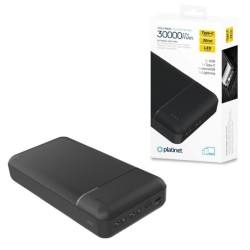 PLATINET POWER BANK 30000mAh CARGA RAPIDA NEGRO PMPB30W707