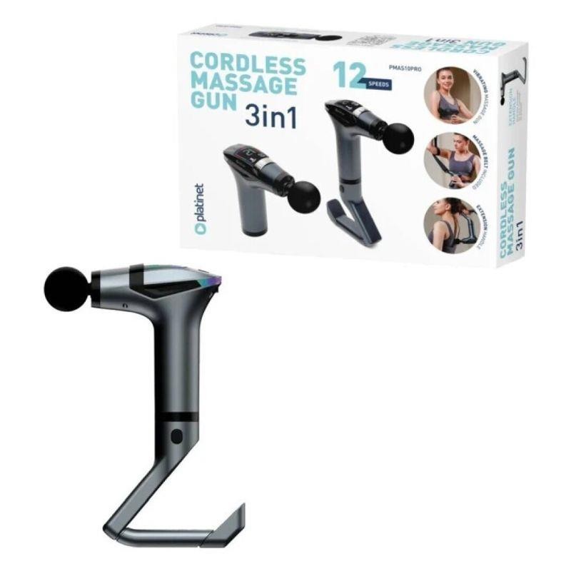 PLATINET PISTOLA MASAJEADORA 1500MAH 2400-3200RPM 4 CABEZALES