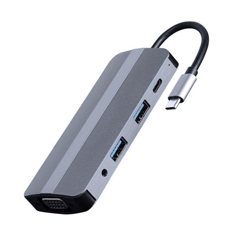 GEMBIRD ADAPTADOR USB-C A 8 EN 1 HUB + HDMI + VGA + PD 87W + LECTOR DE TARJETAS + AUDIO