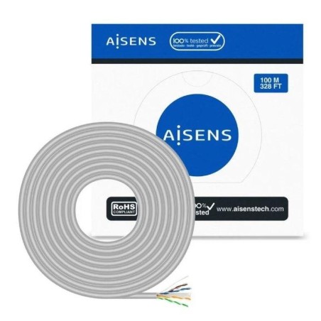 AISENS BOBINA DE CABLE RJ45 UTP AWG23 CCA (ALEACION) A135-0660 CAT. 6/ 100M/ GRIS