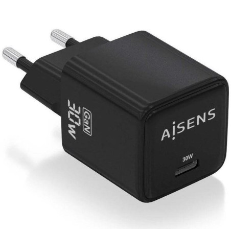 AISENS CARGADOR GAN DE PARED ASCH-30W1P036-BK USB-C 30W NEGRO