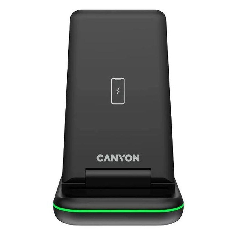 CANYON CARGADOR INALAMBRICO PLEGABLE WS-304 2 EN 1 NEGRO