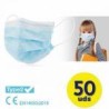 MASCARILLA AZUL INFANTILES 50 UND COLOR AZUL - 3 CAPAS - EFICACIA DE FILTRACION BACTERIANA  98%