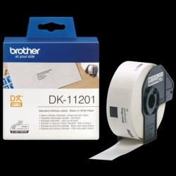 BROTHER ETIQUETAS DK11201 ETIQUETAS PRECORTADAS DE DIRECCIÓN ESTÁNDAR (PAPEL TÉRMICO). 400 ETIQUETAS BLANCAS DE 29 X 90 MM