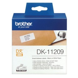 BROTHER ETIQUETAS DK11209 ETIQUETAS PRECORTADAS DE DIRECCIÓN PEQUEÑAS (PAPEL TÉRMICO). 800 ETIQUETAS BLANCAS DE 29 X 62 MM