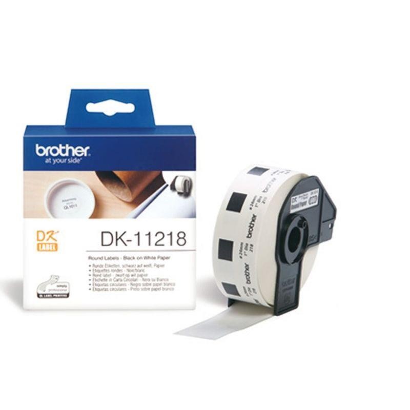 BROTHER ETIQUETAS DK11218 ETIQUETAS PRECORTADAS CIRCULARES (PAPEL TÉRMICO). 1.000 ETIQUETAS BLANCAS DE 24 MM