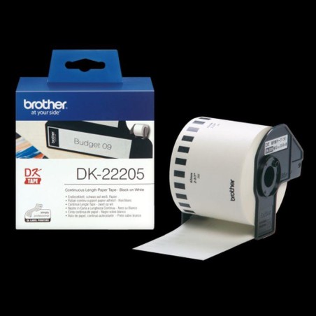 BROTHER ETIQUETAS DK22205 CINTA CONTINUA DE PAPEL TÉRMICO (BLANCA). ANCHO: 62 MM. LONGITUD: 30,48 M