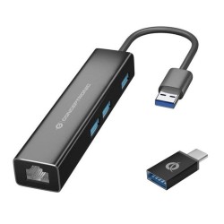 CONCEPTRONIC ADAPTADOR USB A GIGABIT ETHERNET RJ45 CON HUB USB 3.0 Y ADAPTADOR USB-C