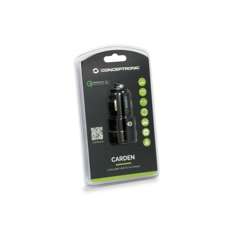 CONCEPTRONIC CARGADOR DE COCHE USB-C + USB A 36W CARDEN02B