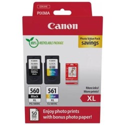 CANON CARTUCHO TINTA PG-560XL + CL-561XL + 50H PAPEL FOTOGRAFICO 10x15