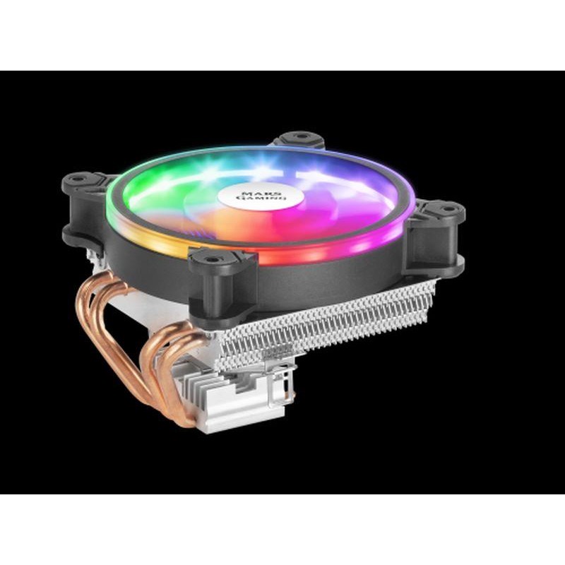 MARS GAMING VENTILADOR CON DISIPADOR MCPU220 RGB NEGRO ILUMINACION DUAL ARGB PERFIL BAJO DISIPADOR DE ALUMINIO Y VENTILADOR MFX 