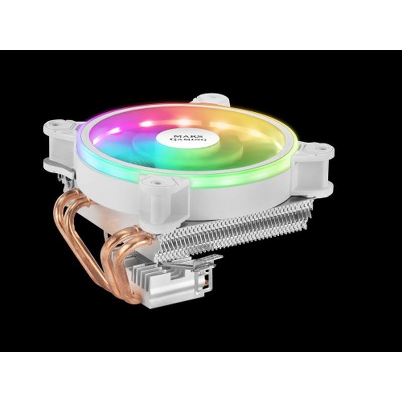 MARS GAMING VENTILADOR CON DISIPADOR MCPU220W RGB BLANCO ILUMINACION DUAL ARGB PERFIL BAJO DISIPADOR DE ALUMINIO Y VENTILADOR MF