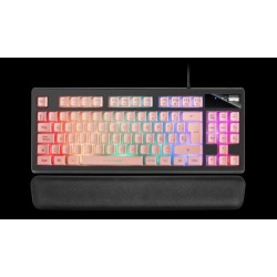 MARS GAMING TECLADO GAMING H-MECANICO COMPACTO TKL MKAXPES BOTONES COLOR PINK ESTRUCTURA BLACK BOTON ROLLER TECNOLOGIA H-MECH RE