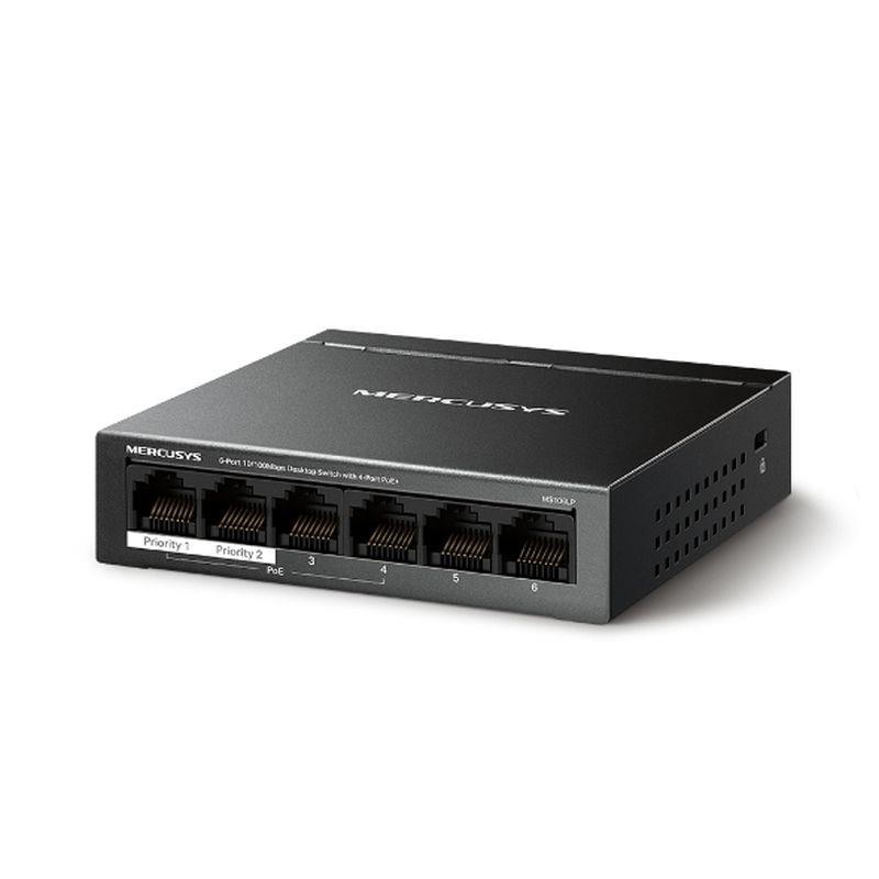 MERCUSYS SWITCH 6-PORT 10/100MBPS DESKTOP 4-PORT POE+